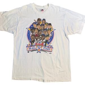 MLB 1989 All-Stars Shirt VTG Baseball Single Stitch Made In USA White Unisex XL